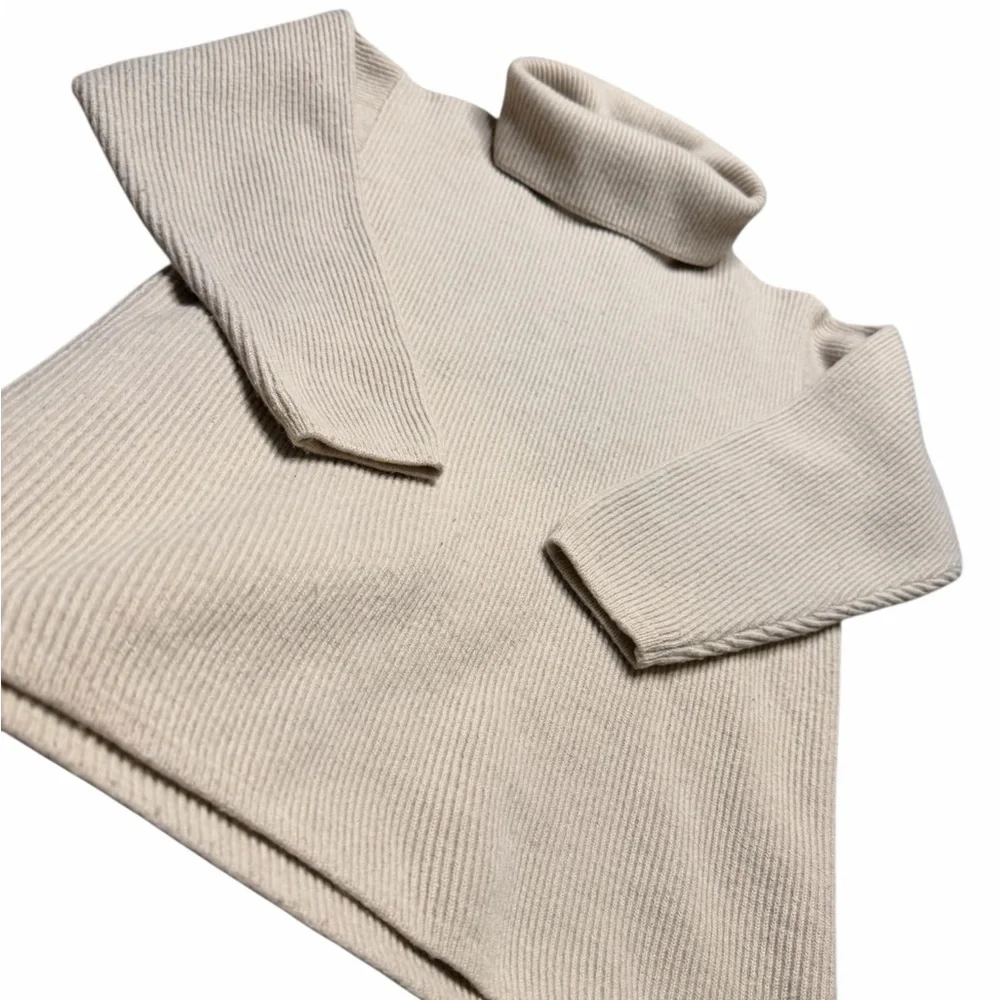🤍 Jeanne Pierre Ribbed‎ Turtleneck Sweater 🤎 Cream Knit Classic 🤍 - Picture 3 of 5